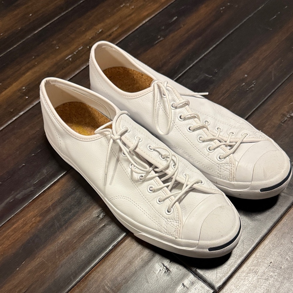 Converse Jack Purcell White Leather Low Top Sneakers Size 13 Minimalist Classic